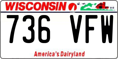 WI license plate 736VFW