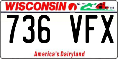 WI license plate 736VFX