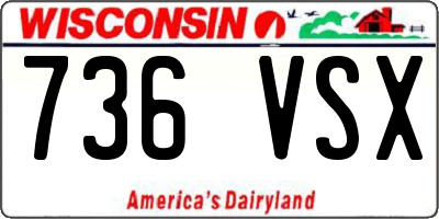 WI license plate 736VSX