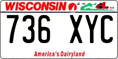 WI license plate 736XYC
