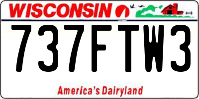 WI license plate 737FTW3