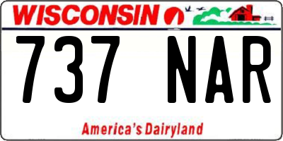 WI license plate 737NAR