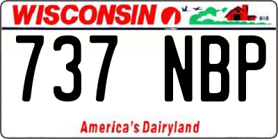 WI license plate 737NBP