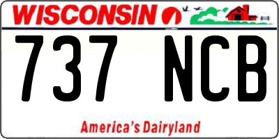 WI license plate 737NCB