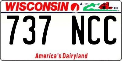 WI license plate 737NCC
