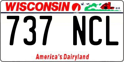 WI license plate 737NCL