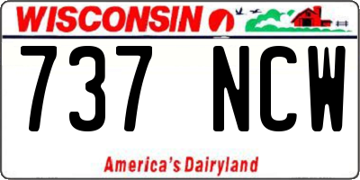WI license plate 737NCW