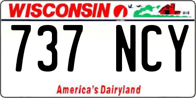 WI license plate 737NCY