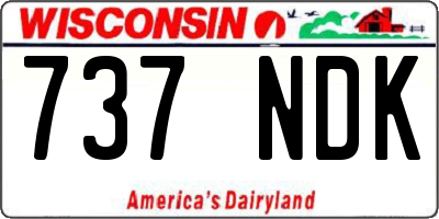 WI license plate 737NDK