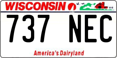 WI license plate 737NEC