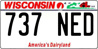 WI license plate 737NED