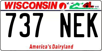 WI license plate 737NEK