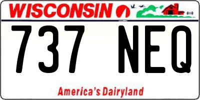WI license plate 737NEQ