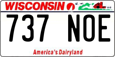 WI license plate 737NOE