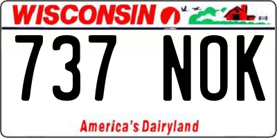 WI license plate 737NOK