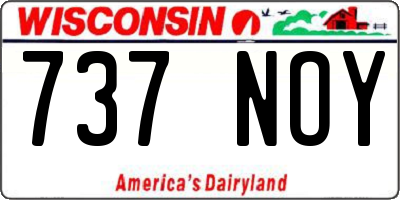 WI license plate 737NOY