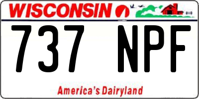 WI license plate 737NPF