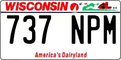 WI license plate 737NPM