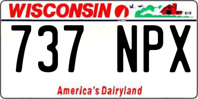 WI license plate 737NPX