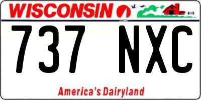 WI license plate 737NXC