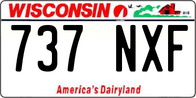 WI license plate 737NXF