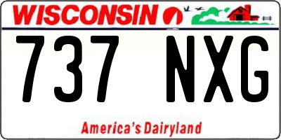 WI license plate 737NXG