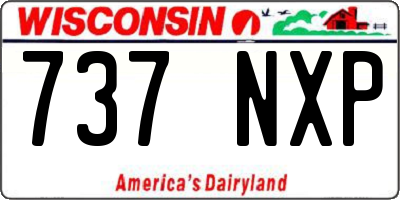 WI license plate 737NXP