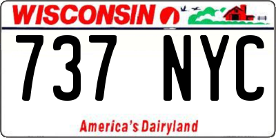 WI license plate 737NYC