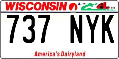 WI license plate 737NYK