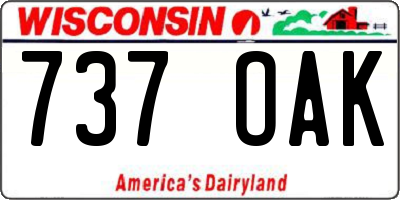 WI license plate 737OAK