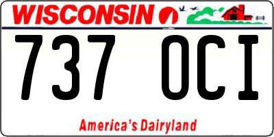 WI license plate 737OCI