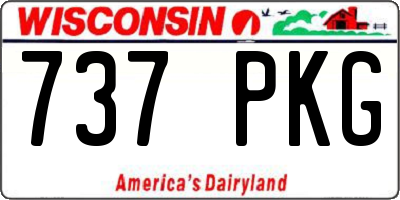 WI license plate 737PKG