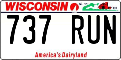 WI license plate 737RUN