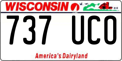 WI license plate 737UCO