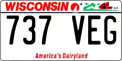 WI license plate 737VEG