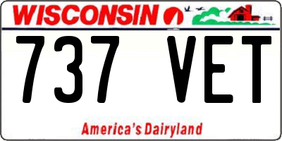 WI license plate 737VET