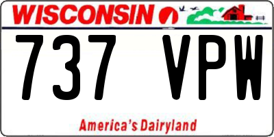 WI license plate 737VPW