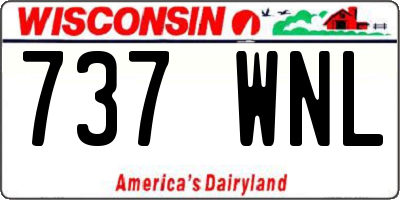WI license plate 737WNL