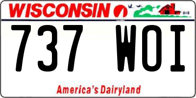 WI license plate 737WOI