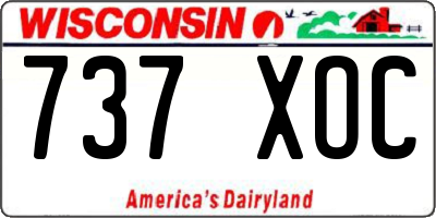 WI license plate 737XOC