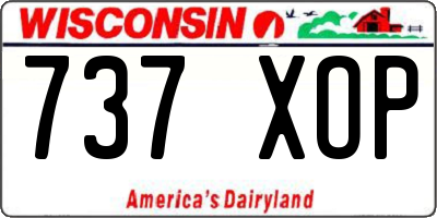 WI license plate 737XOP