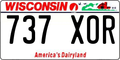 WI license plate 737XOR