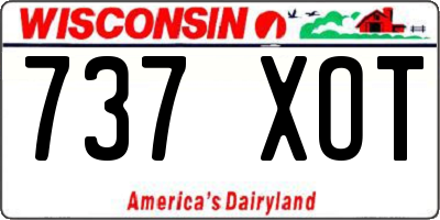 WI license plate 737XOT