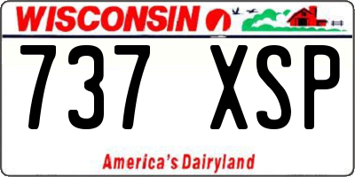 WI license plate 737XSP