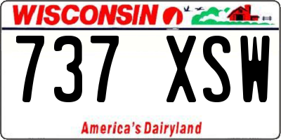 WI license plate 737XSW