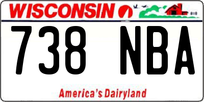 WI license plate 738NBA
