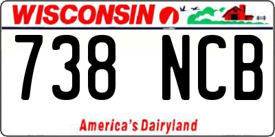 WI license plate 738NCB