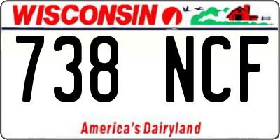 WI license plate 738NCF