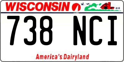 WI license plate 738NCI
