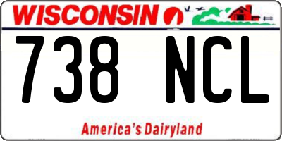 WI license plate 738NCL